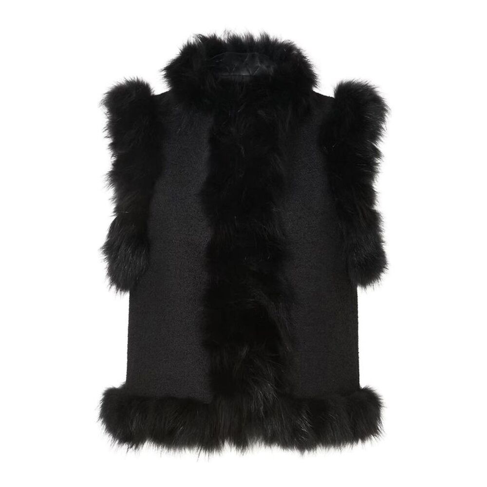 Fendi Women Wool Vest With Fox Fur Inserts